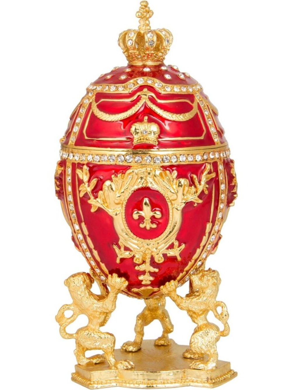 Vintage Red Easter Egg Trinket Box | Hand-Painted Collectible Jewelry Decor